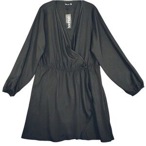 Boohoo Tunic Women's 16 Baby Doll Long Sleeve Lightweight Boho Goth Dark no belt